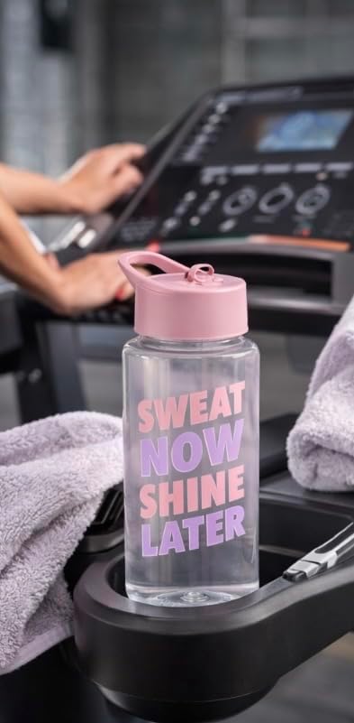 Pink 710ml Sports Water Bottle with Flip Lid – Sweat Now Shine Later Gym Bottle