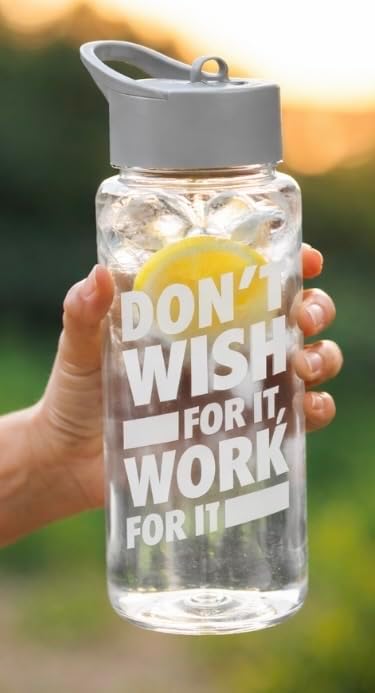 1L Clear Motivational Sports Water Bottle with Carry Handle – Wide Mouth Gym Bottle