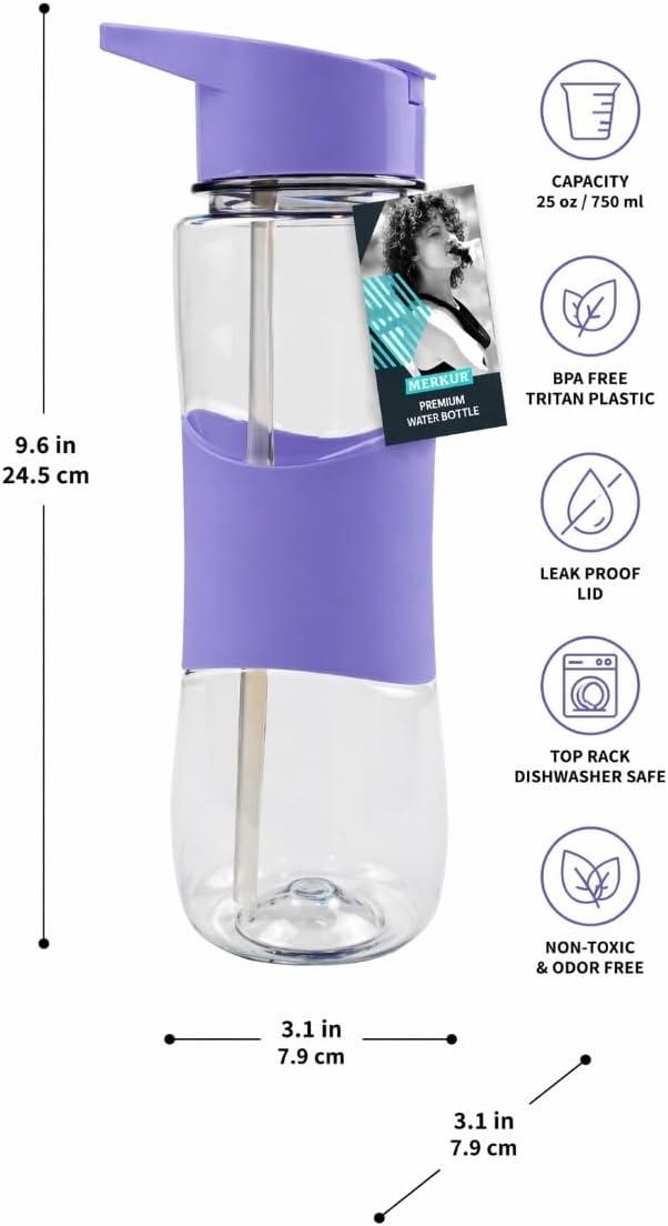 650ml Sports Water Bottle with Straw & Flip Lid
