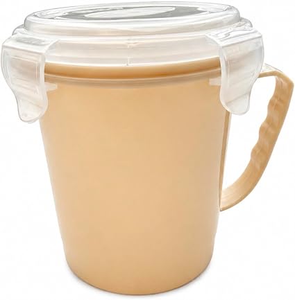 Microwave Soup Mug 800ml – Beige BPA Free Mug with Airtight Lid & Steam Vent