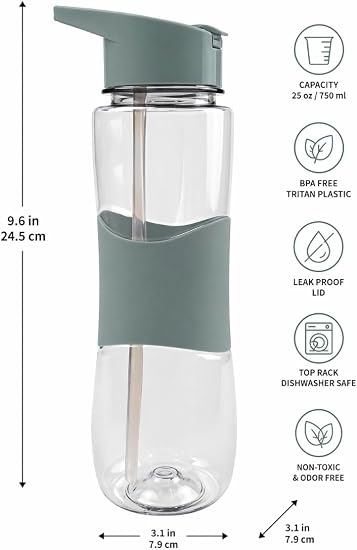 650ml Sports Water Bottle with Straw & Flip Lid