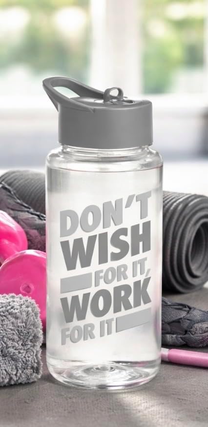 1L Clear Motivational Sports Water Bottle with Carry Handle – Wide Mouth Gym Bottle