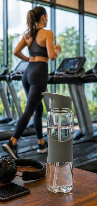 650ml Sports Water Bottle with Straw & Flip Lid