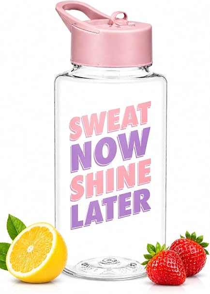 Pink 710ml Sports Water Bottle with Flip Lid – Sweat Now Shine Later Gym Bottle