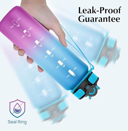 1L Motivational BPA Free Water Bottle with Straw