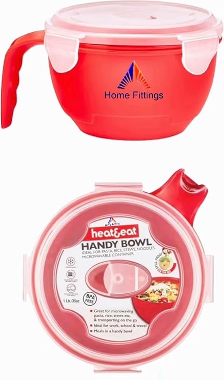 Heat & Eat Handy Bowl Microwave Safe BPA Free Bowl – Assorted Colours