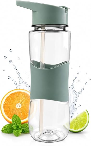 650ml Sports Water Bottle with Straw & Flip Lid