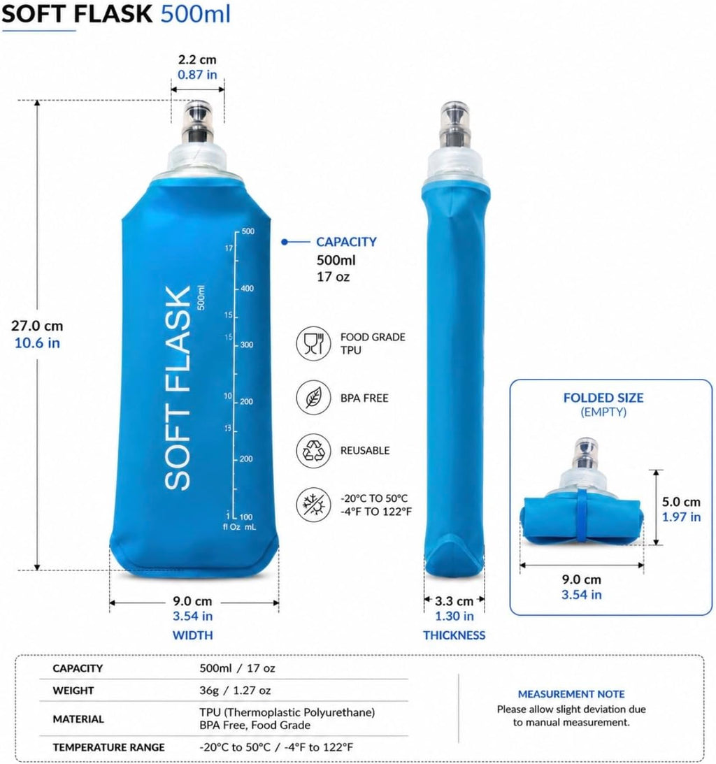 500ml Collapsible Water Bottle – BPA Free Soft Flask