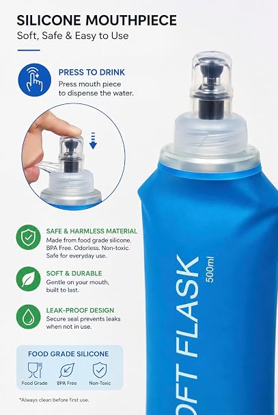 500ml Collapsible Water Bottle – BPA Free Soft Flask