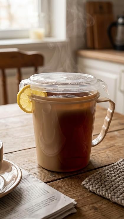Microwave Soup Mug 800ml – Beige BPA Free Mug with Airtight Lid & Steam Vent