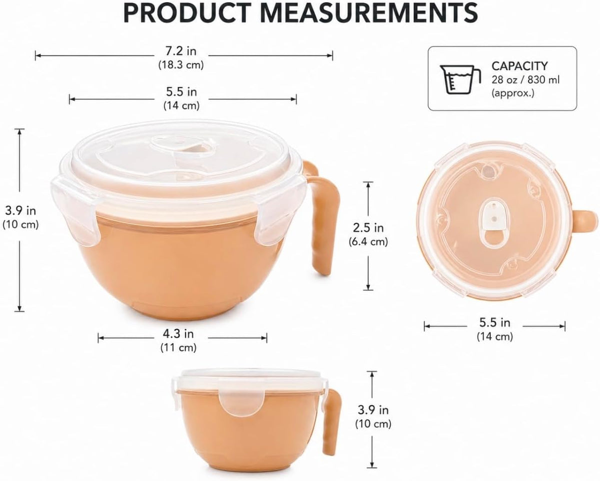 Microwave Safe Bowl 830ml with Locking Lid & Handle – BPA Free Food Storage Bowl for Hot Meals