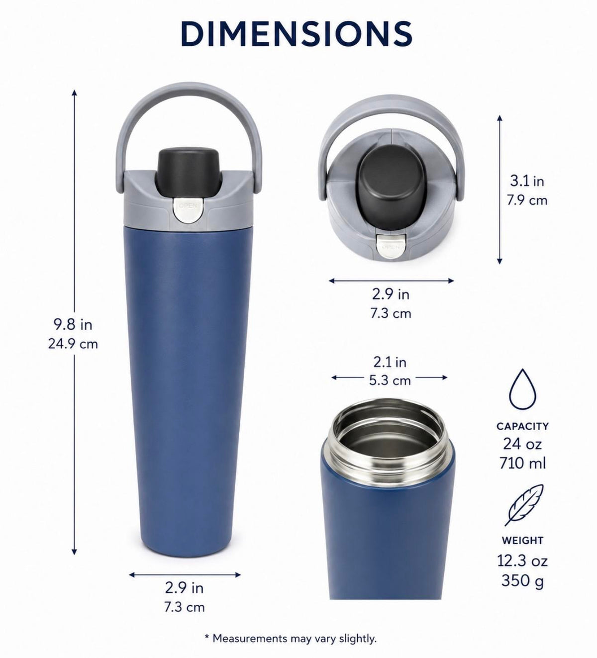 40oz Insulated Stainless Steel Water Bottle with Straw Lid